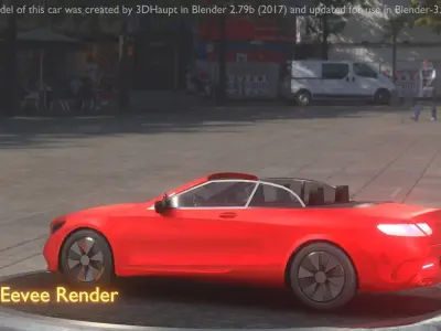 City Car 34 Top-Class Cabrio Open Type-A Red Low-poly 3D model