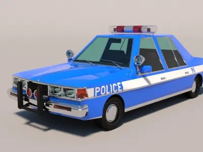 Police car in cartoon style Low-poly 3D model
