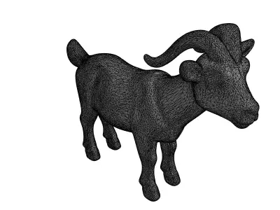 Stylized Wooden Goat Figurine Model Low-poly 3D model