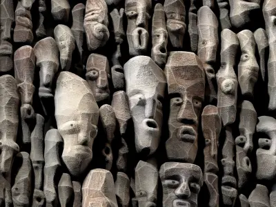 Wood faces panel decor n2 3D model