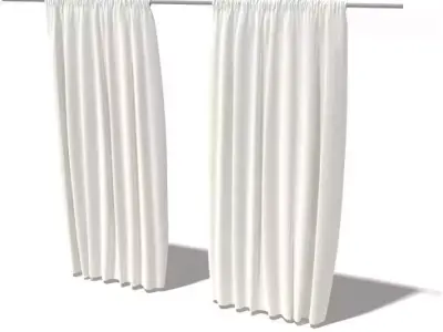 White Rippled Curtains 3D model