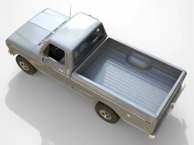 Ford Classic F100 pickup 1976 New Grey Low-poly 3D model