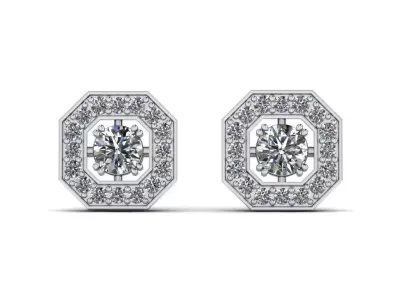 H-ERG-821 two diamond stud earrings 3D print model