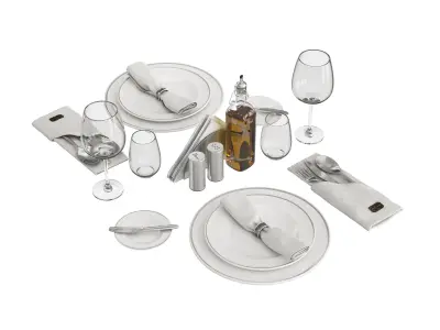 Restaurant table decorative set 3D model