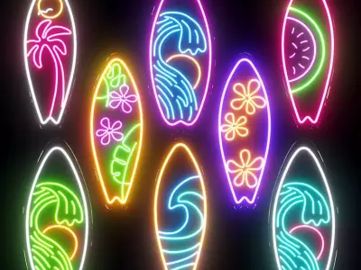 Cool Surfboards Neon Signs 3D model