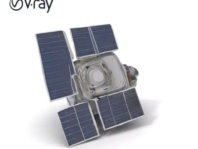 Space Satellite Model Pack with Solar Panels and Engine Low-poly 3D model