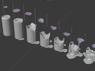 Molten Candle Complete Life Cycle - Burn Stages - Cylindrical A Low-poly 3D model