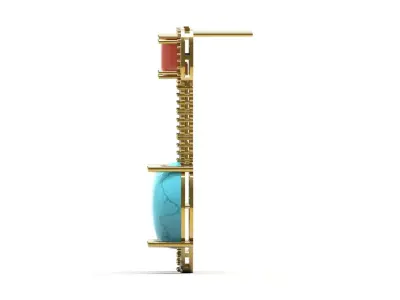 Exquisite Turquoise Coral Earrings Ready for 3D Printing je0170 3D print model