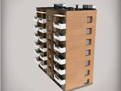 Modern Residential Apartment Building  Urban Architecture  Low-poly 3D model