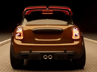 Low poly Mini CooperJCWGP 2020 without logo Low-poly 3D model