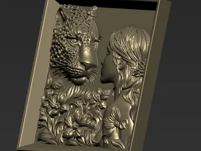 Leopard Head and A Girl A10 3D print model