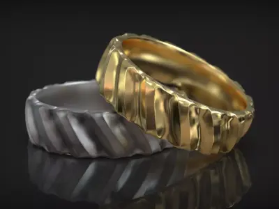 Abstract Textured Pattern Hammered Wedding Band 3D print model