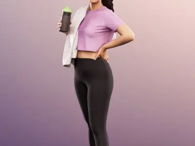 Tamina 13344 - Standing Athletic Woman Drinking  Low-poly 3D model