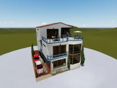 modern house Low-poly 3D model