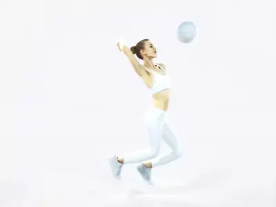 Beauty 17M Jumping Smashing Jumping Sports Woman Low-poly 3D model