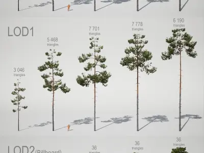 YarovoiTreesPack pine forest in mountains Low-poly 3D model