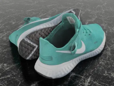 NIKE FLY EASE 3D SHOES - TURQUOISE Low-poly 3D model