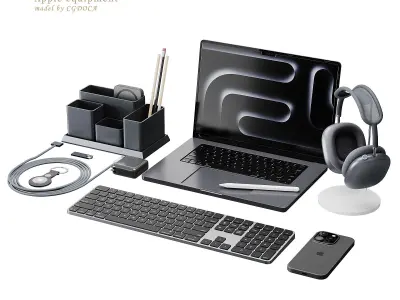  Set of Apple equipment 01 3D model