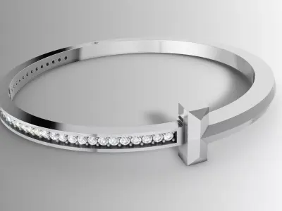 Tiffany Style T Diamond Ring Bangle Jewelry Set Cad File 3D print model