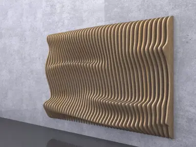 Parametric Wavy Wooden Panels 09 3D model