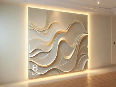 modern panel wall decor set wall relief mural CNC 89 3D model