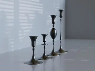 Brushed Metal Candleholders Low-poly 3D model