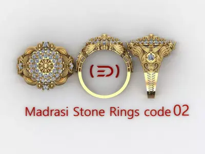 Madrasi And Stone Rings Collection  3D print model