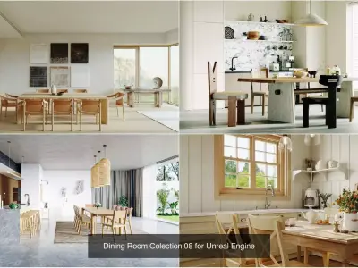 Dining Room Pack 02 for Unreal Engine 3D Model Collection