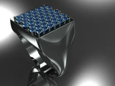 Square Diamond Ring Size 10 Gold Silver Platinum Luxury Jewelry 3D print model