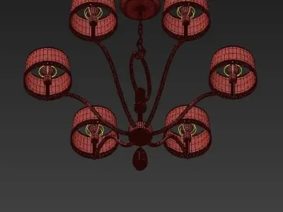 Allegretto four light chandelier in brass with shades 3D model