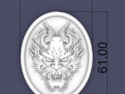 Drago head bas-relief 3D print model
