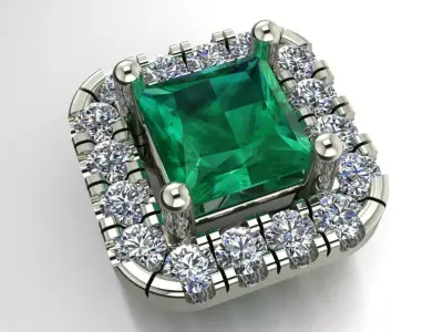 Emerald Cut Halo earring  406 Free 3D print model