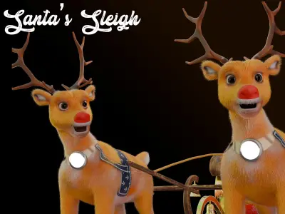 Santas Sleigh  Festive 3D Model Animation Ready Rigged 3D model