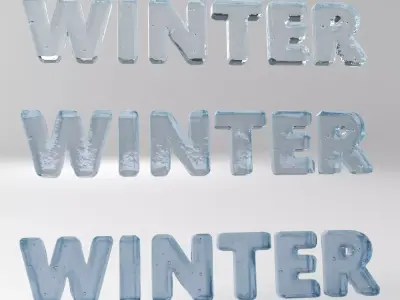 Winter Text Low-poly 3D model