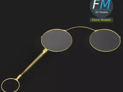 Lorgnette eyeglasses 3D model