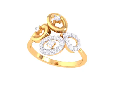 Lightweight Pave  Solitaire Oval Cluster Ring CAD File 3D print model