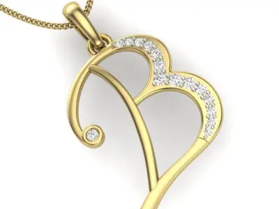 B pendant rose gold curved diamond 3D print model