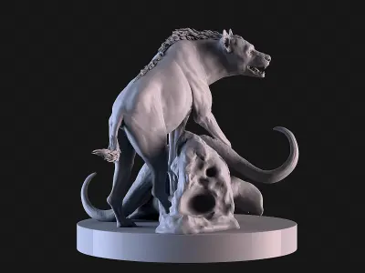 Hyena vs Buffalo  3D print model
