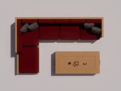 modern sofa and table - wood table and wood sofa Free 3D model