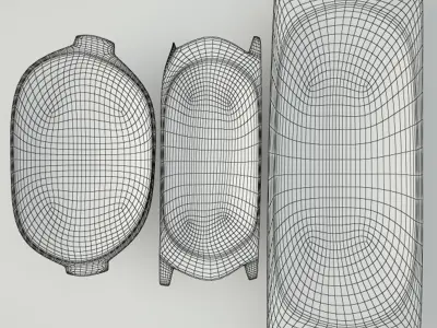 Antique Dough Bowls 3 3D model