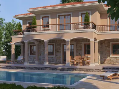 Mediterranean Architectural Style Two Storey Villa 3D model