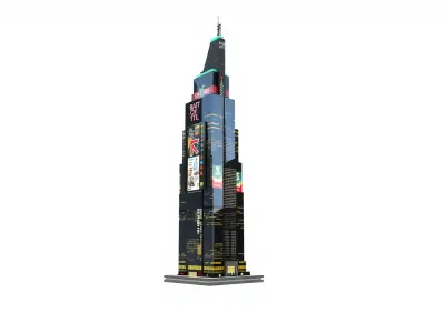 Cyberpunk Skyscraper Neon Facade model pack Low-poly 3D model