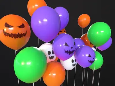 Decorative Halloween Balloons Low-poly 3D model