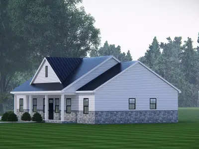 Rustic American Farmhouse Design  Traditional Country House 3D 3D model