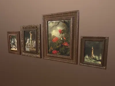 3D Antique Frames -PBR Game Ready Low-poly 3D model