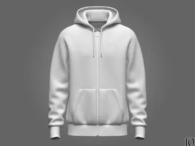Mens Front Zip Hoodie  3D model