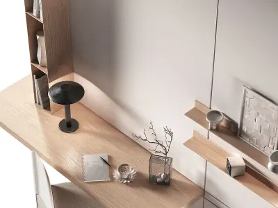 Workplace Minimal home office furniture Chair desk rack shelving 3D model