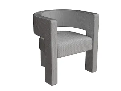 Dark Red Velvet Carve Chair 3D model