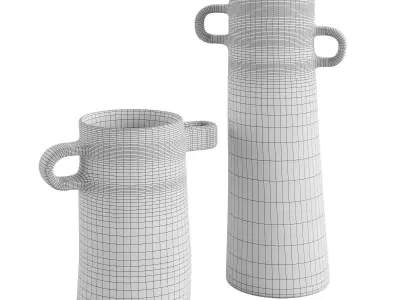 Tall Striped Ceramic Vase 3D model