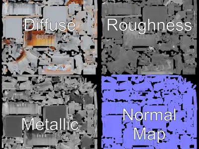 Industrial Engine Model Pack with PBR Textures Low-poly 3D model